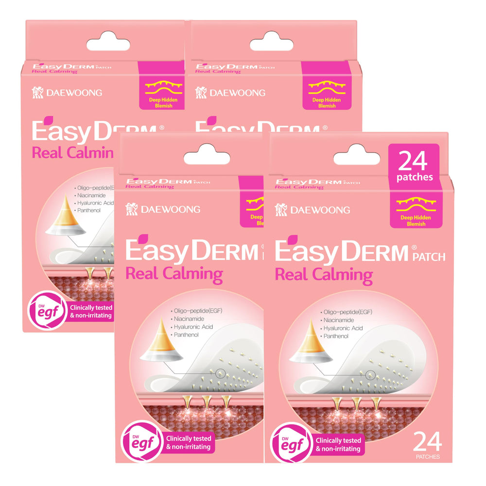 DWEasyDerm Easyderm Real Calming Patch 6-pack on skin, soothing blemish-prone areas.