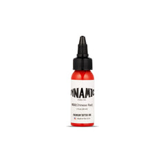 Dynamic Color Co Chinese Red tattoo ink bottle front showing vibrant branding and compact 1oz size