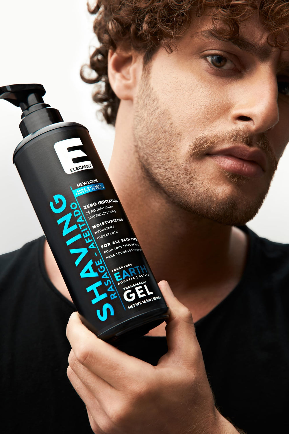 E Elegance transparent shaving gel requires no hot towel for a quick, ready-to-use routine