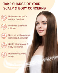 e70 Folliculitis Serum application demonstrates easy, leave-on care from root to tip