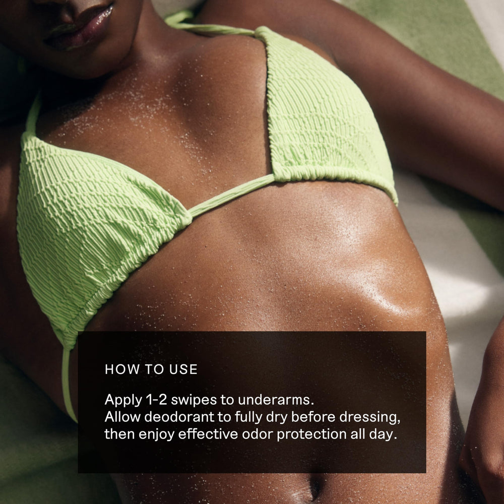 Each & Every underarm application shows quick-drying, non-irritating formula.
