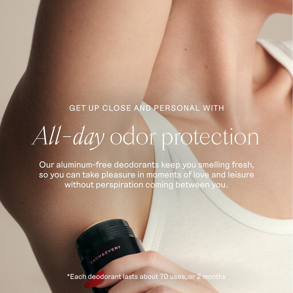 Each & Every cedar-vanilla application close-up with fresh scent.