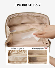 Eachy clear TPU pocket keeps brushes visible and contained