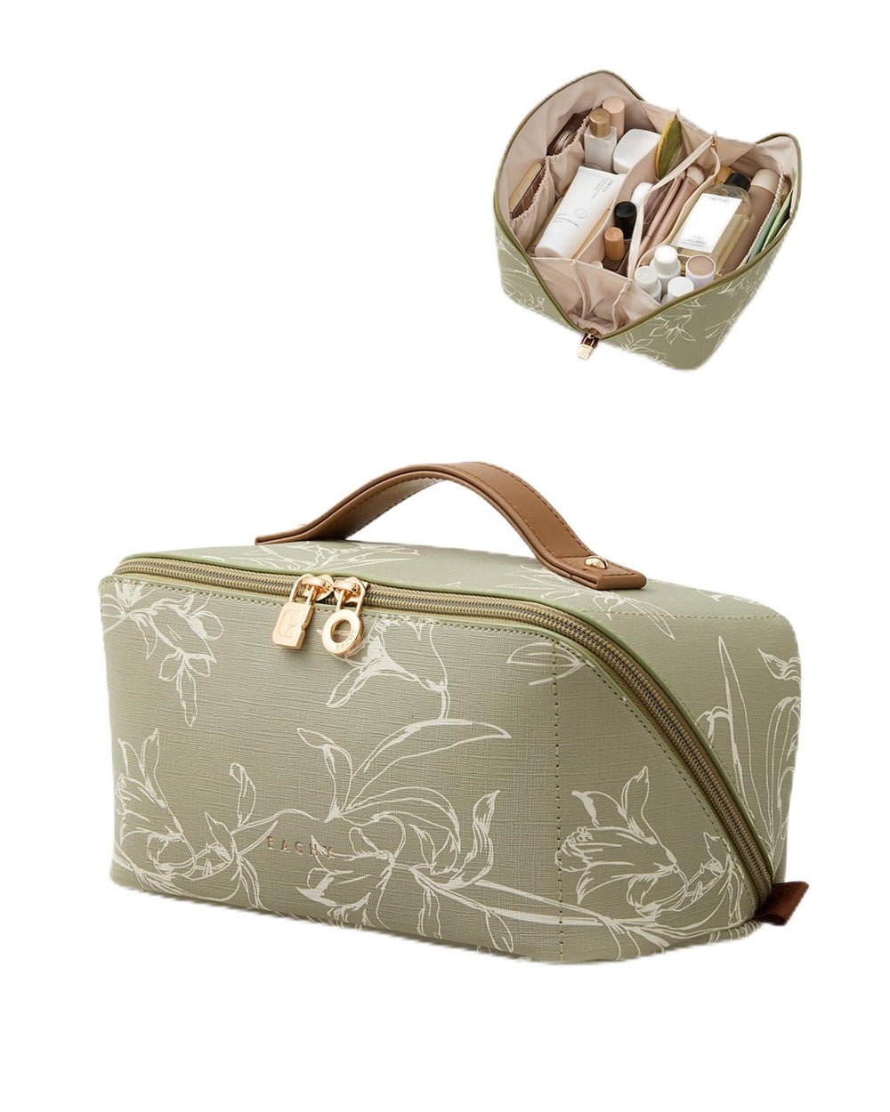 Eachy Travel Makeup Bag large capacity for organized cosmetics on the go.