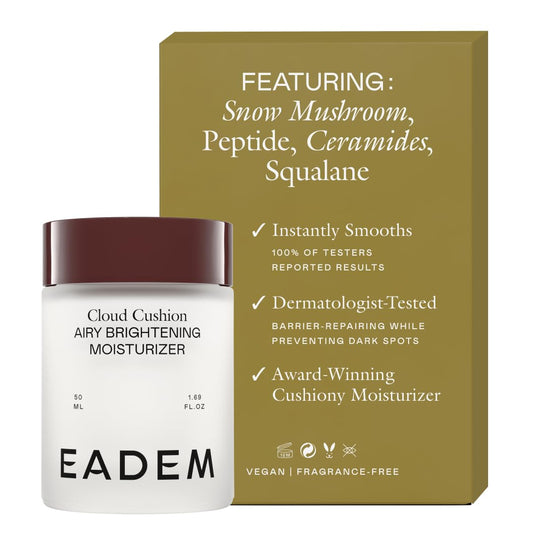 EADEM Cloud Cushion jar close-up shows rich texture for hydration.