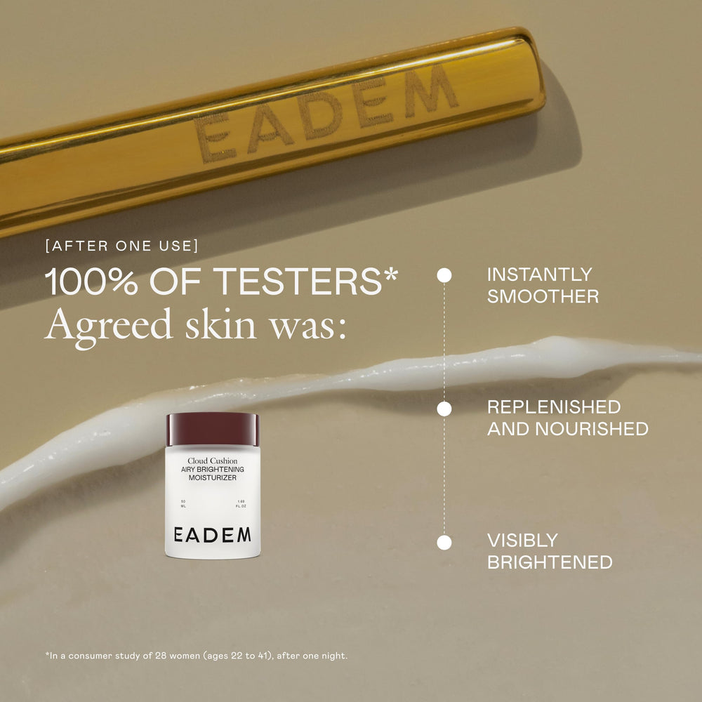 EADEM Cloud Cushion peptides brighten and even skin tone.