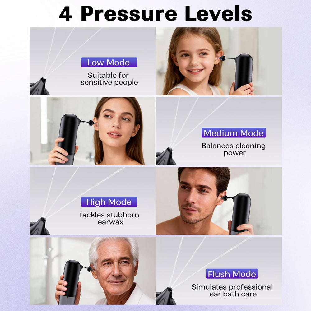 Ear Wax Removal System six nozzles for family members' personalized cleaning.