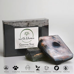 Earth and Home rock soap black obsidian inside, striking centerpiece with charcoal aroma.