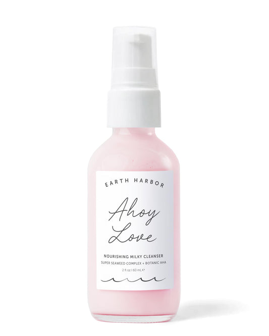 Earth Harbor AHOY LOVE cleanser bottle showing gentle cleansing and hydration.