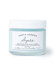 Earth Harbor Azure Neck Creme bottle close-up for hydrating neck skin.