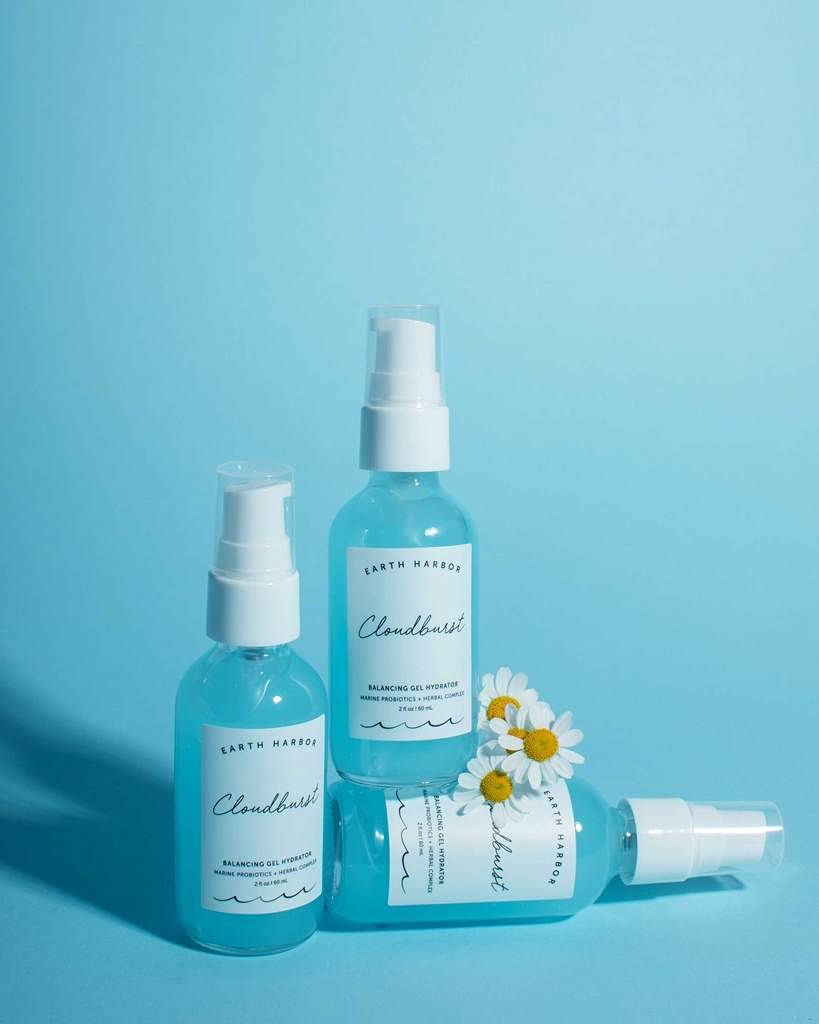 Earth Harbor Cloudburst gel-to-liquid essence spreading smoothly on skin