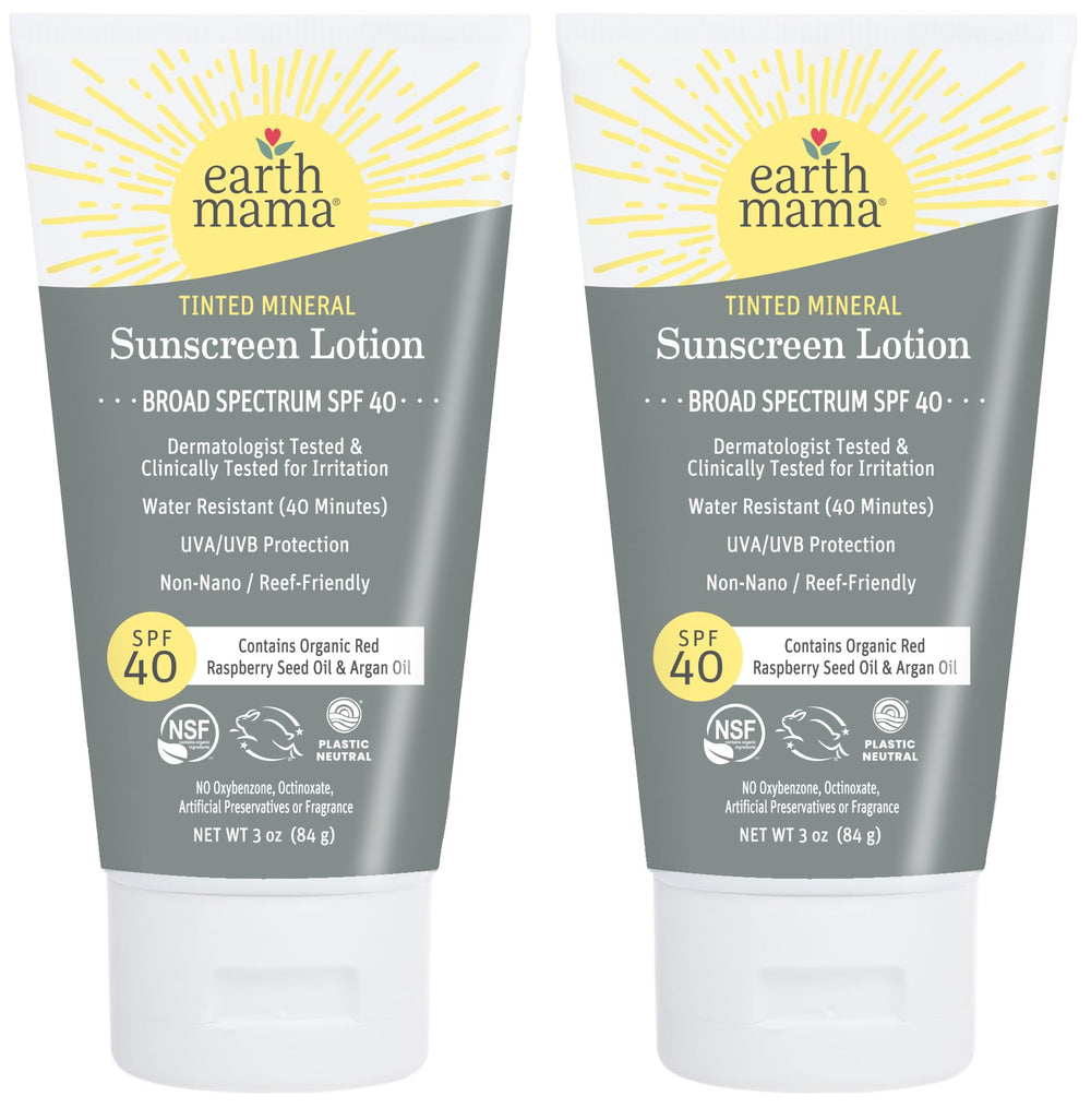 Earth Mama tinted-mineral-sunscreen-tube showing sheer color and easy squeeze design