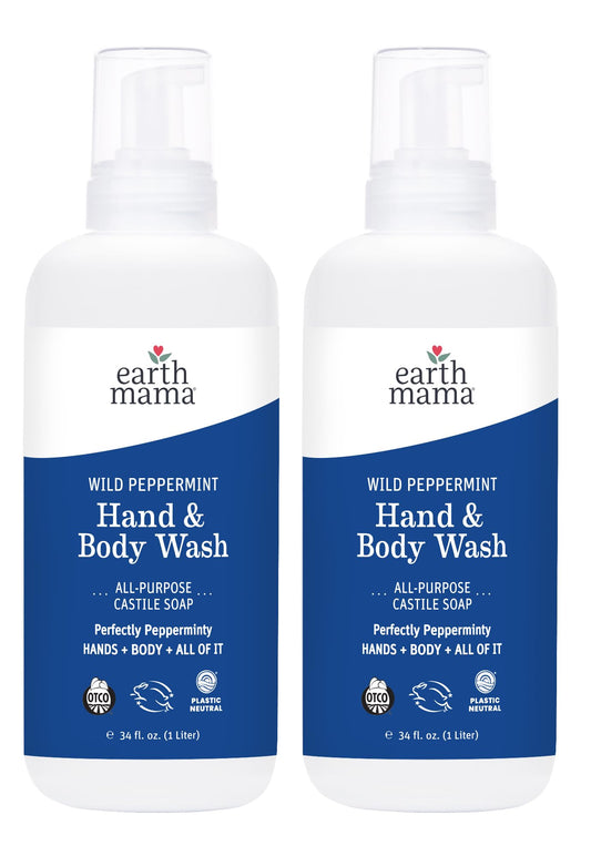 Earth Mama Wild Peppermint Hand Wash foamer pump ready for daily family cleansing