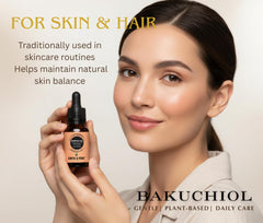 Earth N Pure Babchi Oil on the face for light nourishment.
