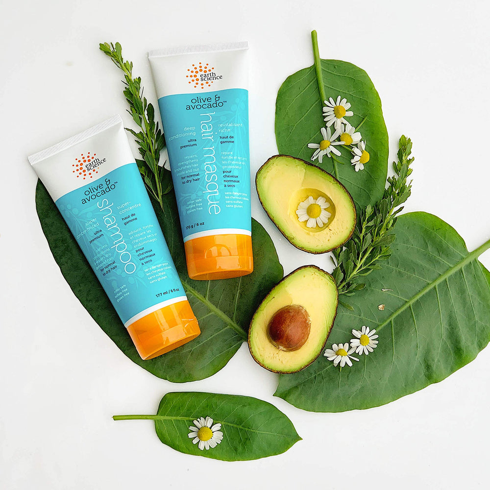 Earth Science Olive and Avocado Masque 6-pack display emphasizes value and routine