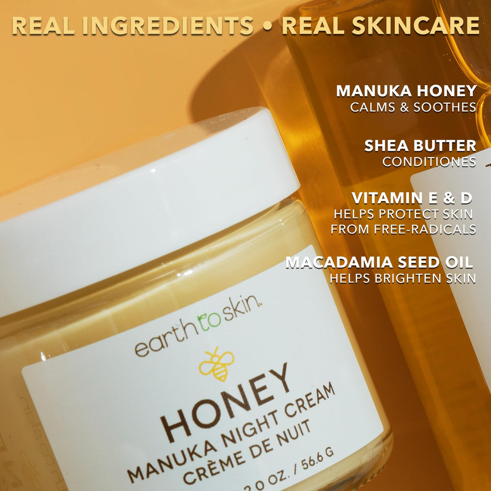 Earth To Skin Night Cream texture being gently massaged into skin for soothing hydration.