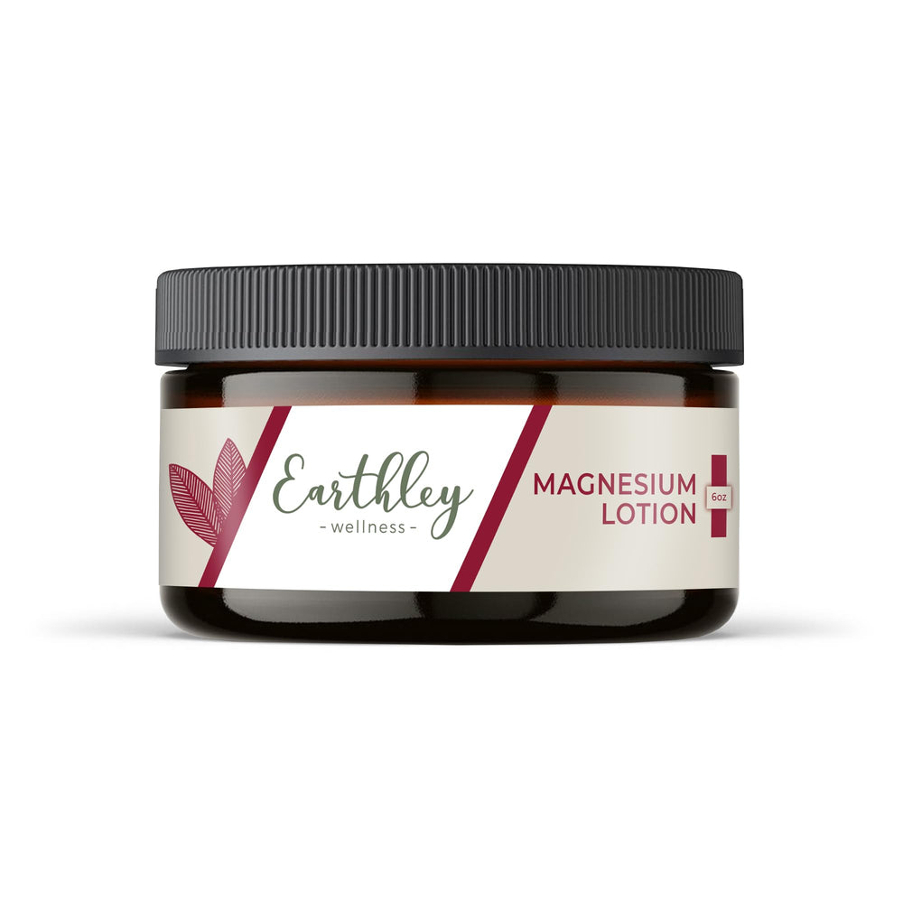 Earthley Wellness Magnesium Lotion bottle ready for nightly relaxation.