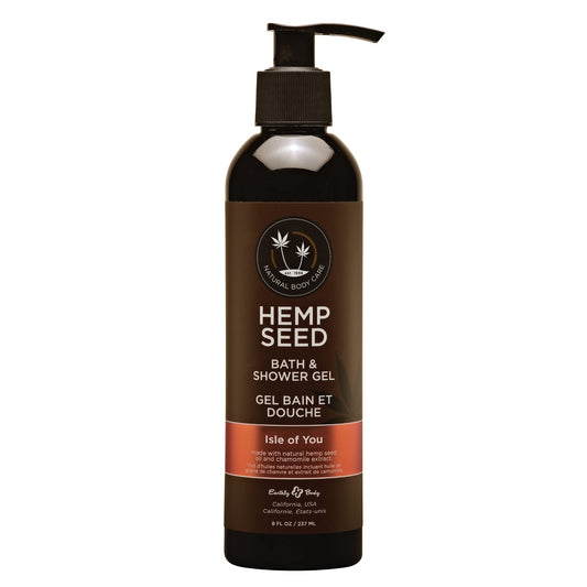 Earthly Body Hemp Seed Bath & Shower Gel Isle of You bottle for silky, hydrated skin.