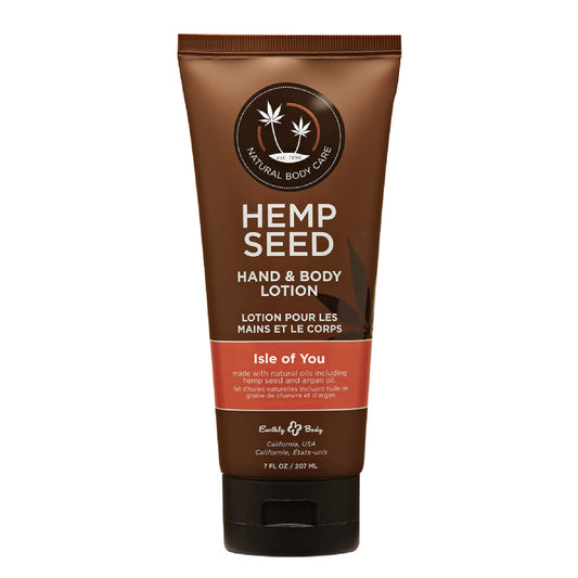 Earthly Body Hemp Seed Hand & Body Lotion bottle close-up with quick absorption for dry skin