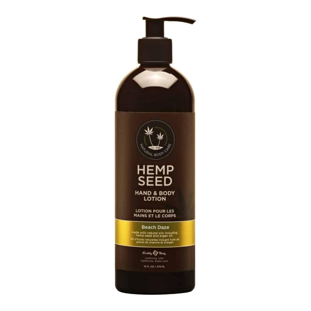 Earthly Body Hemp Seed Hand Lotion Beach Daze bottle pour delivers quick hydration