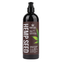 Earthly Body Hemp Seed Hand & Body Lotion bottle close-up for daily hydration
