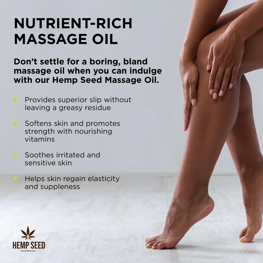 Earthy Body Hemp Seed Massage Oil Beach Daze texture shows slip without greasiness