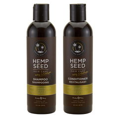 Earthly Body Hemp Seed Shampoo bottle highlights nourishing formula for daily use on color-treated hair.