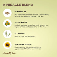Earthly Body Miracle Oil Tea Tree Creme ingredients blend with tea tree and seed oils