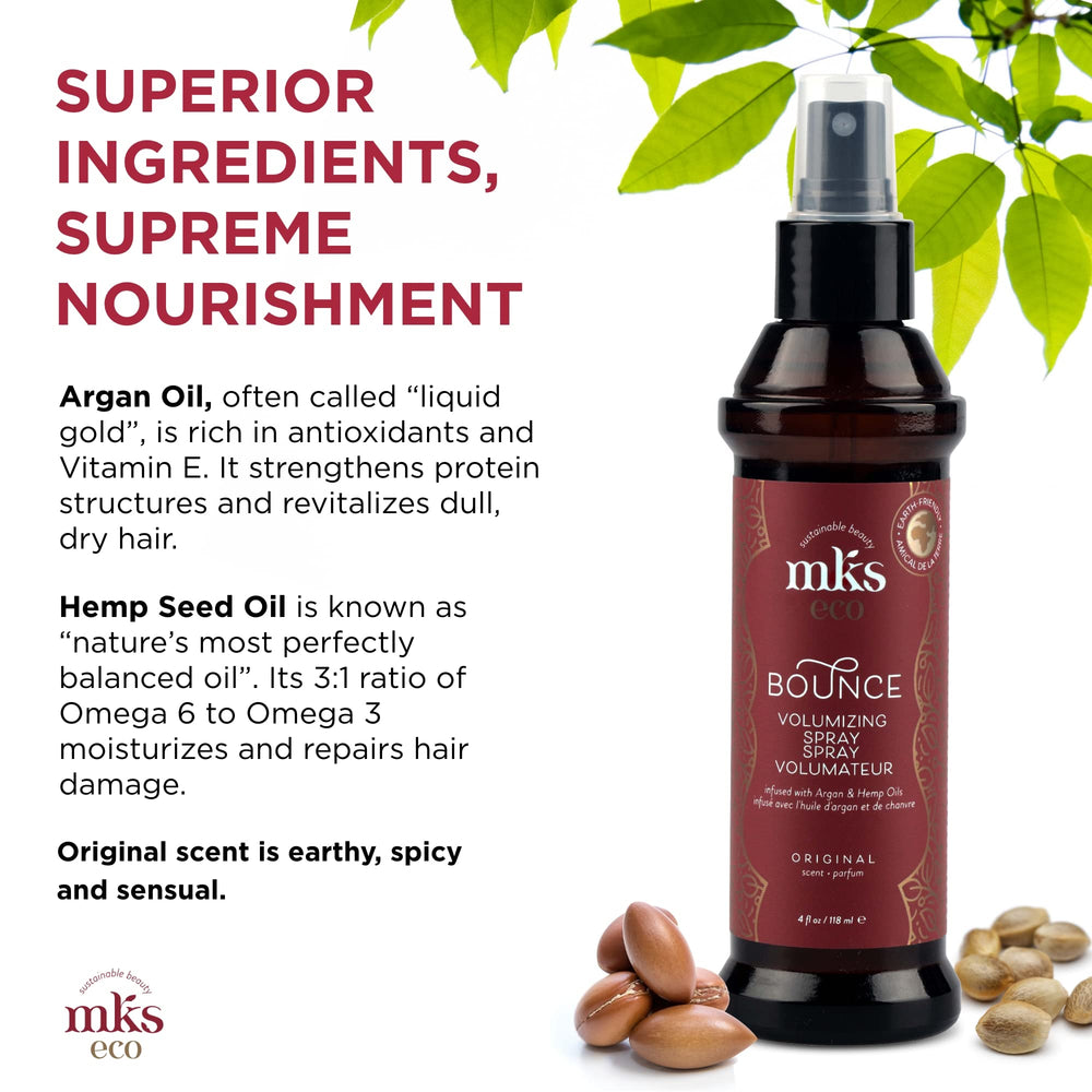 Earthly Body MKS Eco Bounce label detail emphasizes vegan, cruelty-free formulation.