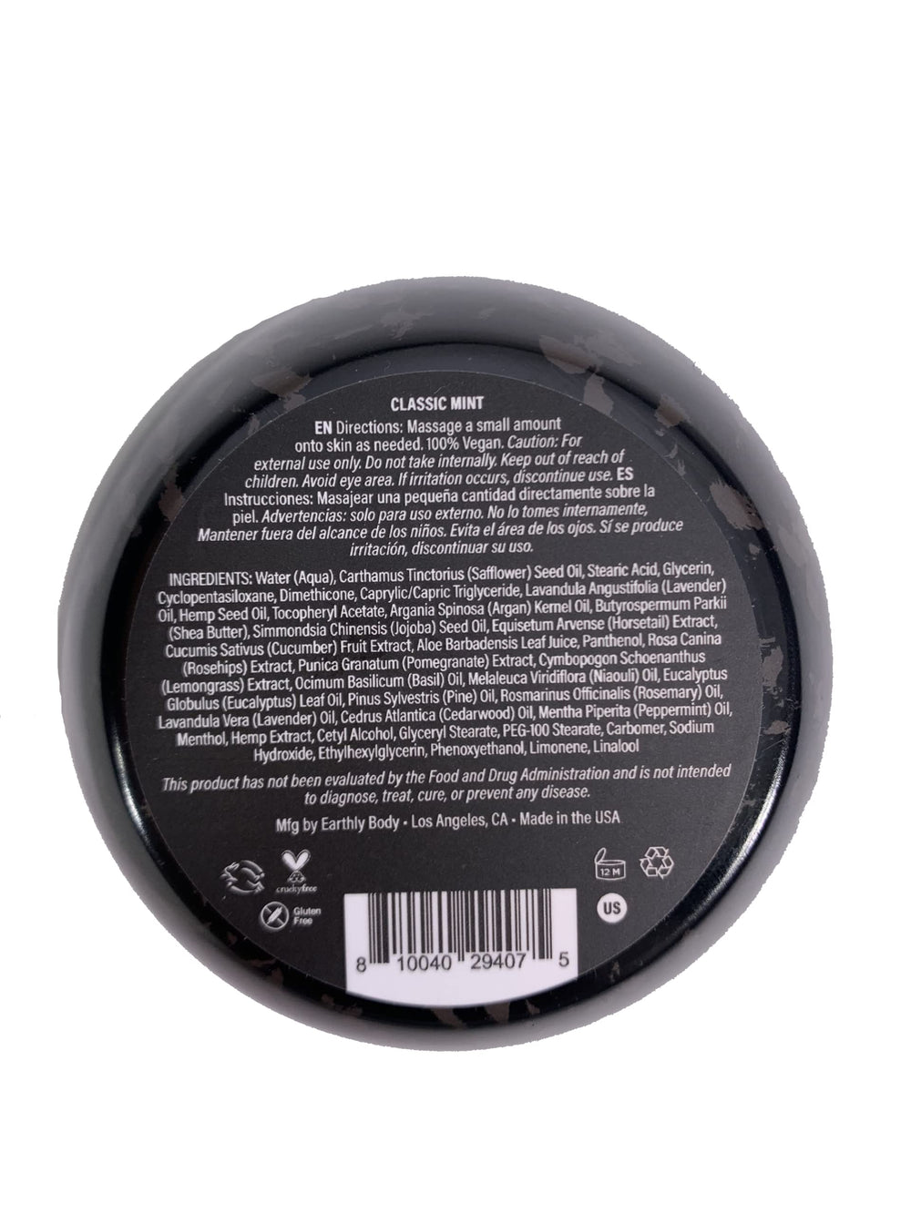 Earthly Body Premium Hemp Extract Daily Ultimate Cream menthol neck-shoulders application demonstrates even hydration