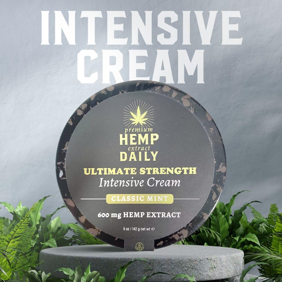 Earthly Body Premium Hemp Extract Daily Ultimate Cream menthol texture swatch shows lightweight, non-greasy finish