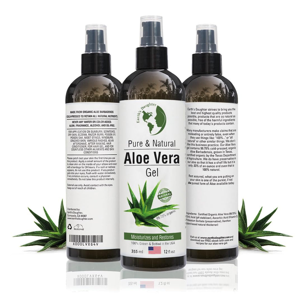 Earth's Daughter Aloe Gel packaging demonstrates a clean, simple ingredient list.