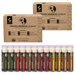 Earth's Daughter lip balm ingredients close-up showing beeswax and oils for smooth lips.