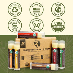 Earth's Daughter lip balm strawberry breeze 6-pack sweet aroma with lasting moisture.