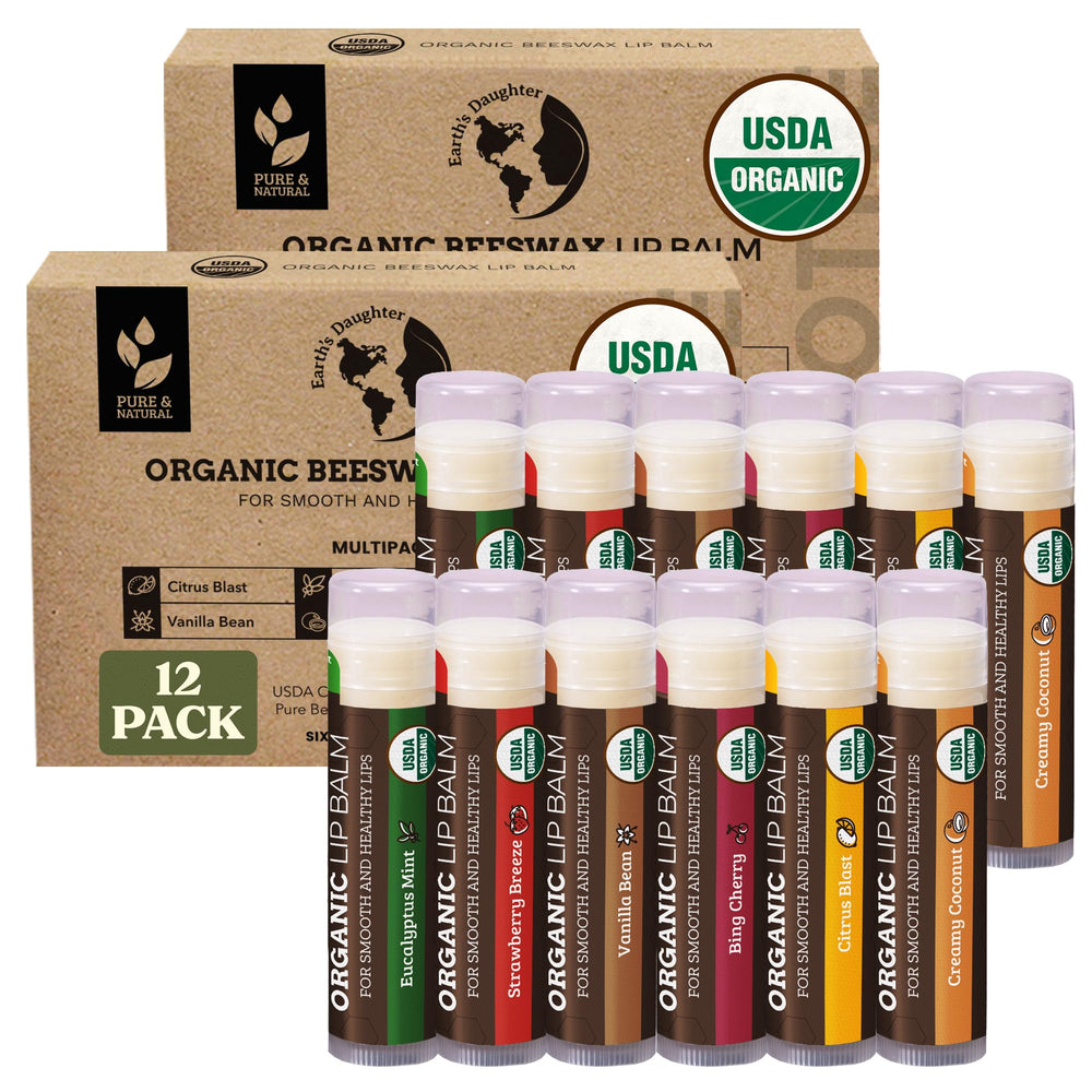 Earth's Daughter lip balm vanilla bean 6-pack nourishes dry lips with sweet vanilla aroma.