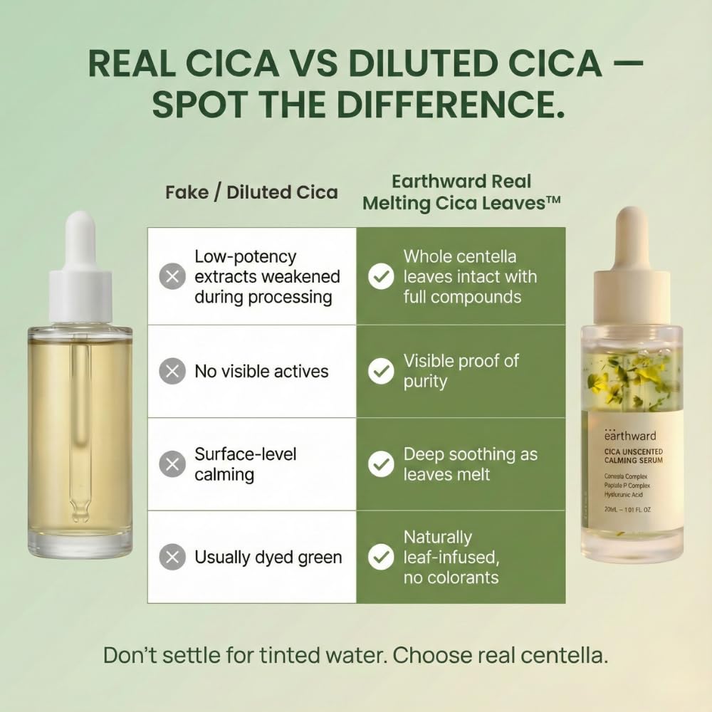 EARTHWARD Centella Serum application hand demonstrates simple daily routine