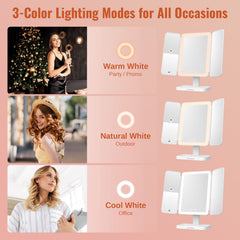 Easehold mirror offers three color temperatures for accurate tones.