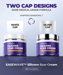EaseWave burn scar care cream being gently applied to skin.