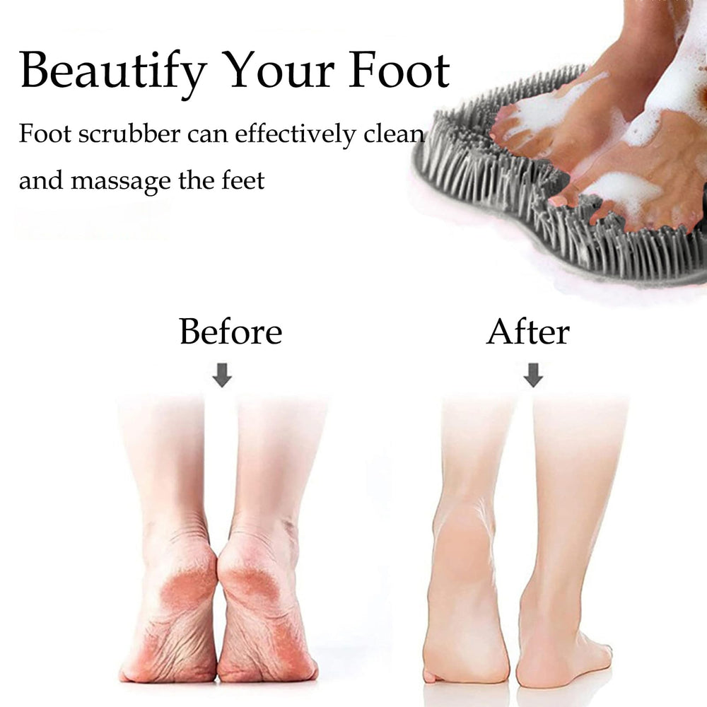 Easkite shower foot scrubber mat in a shower scene for easy reach