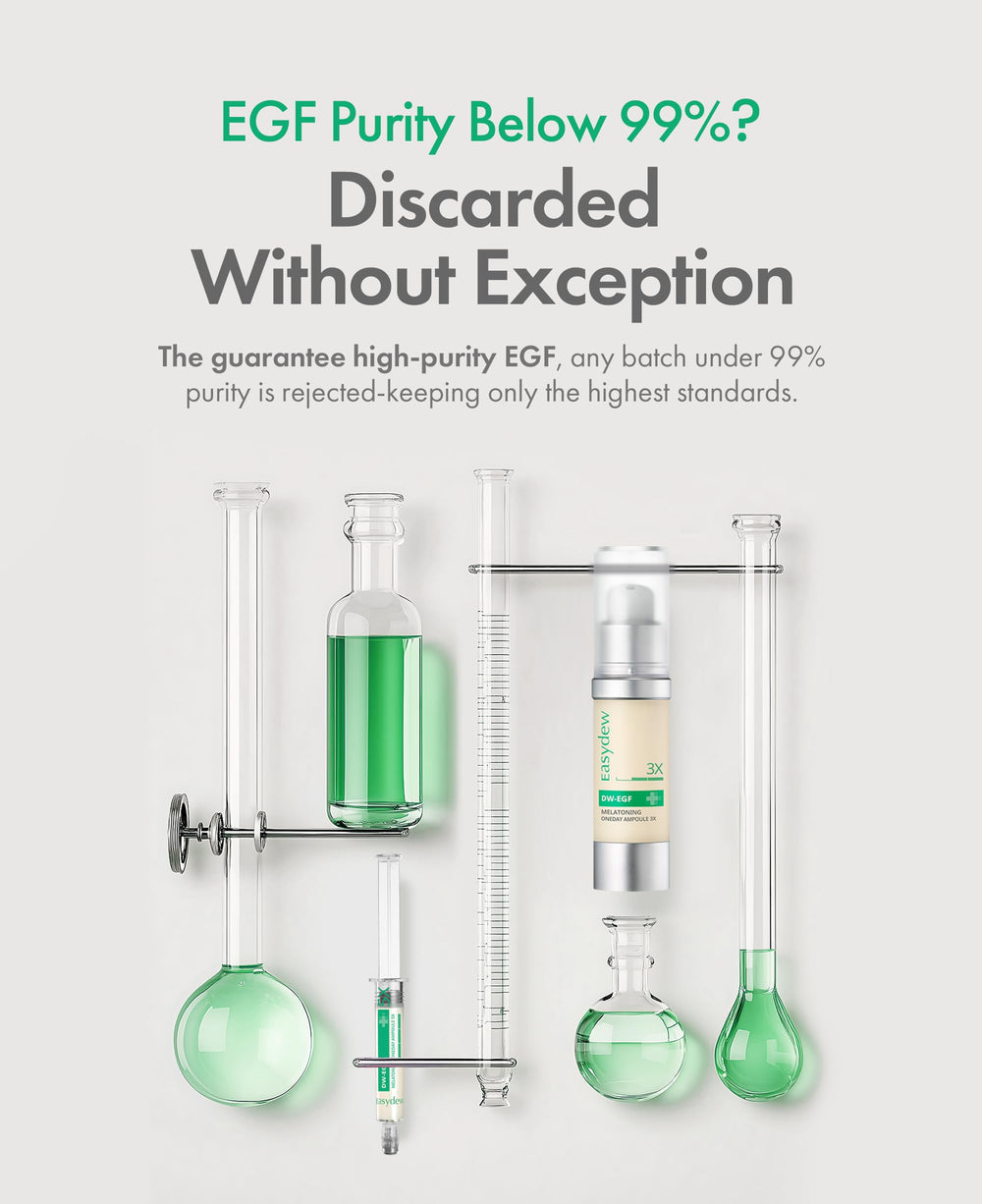 Easydew DW-EGF Melatoning Ampoule glass bottle close-up, premium packaging.