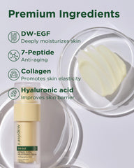 Easydew DW-EGF peptide cream jar closeup reveals rich texture for moisture.