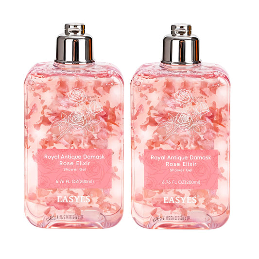 Easyes Rose Elixir bottle pour highlights gentle foam for daily cleansing.