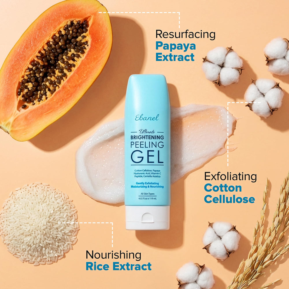 Centella and soothing ingredients calm delicate skin during exfoliation with Ebanel gel.