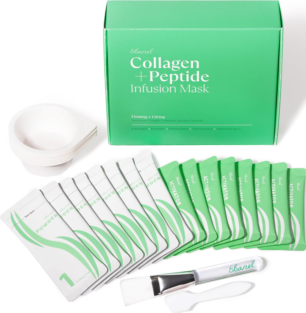 Ebanel collagen peptides mask powder ready for mixing and tightening.