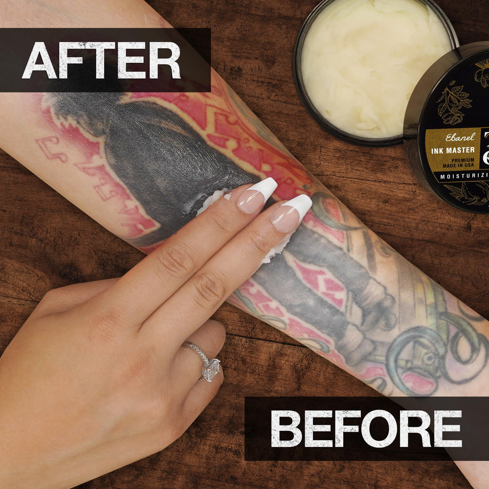 Ebanel Mango and shea butter blend cares for hydration after tattoo.