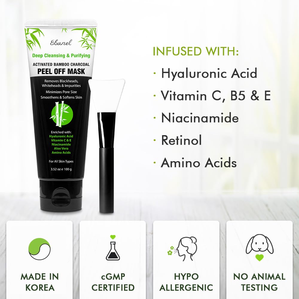 Ebanel Charcoal Peel-Off Mask texture close-up for thorough impurity removal.