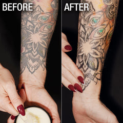 Applying Ebanel Tattoo Balm to skin demonstrates smooth glide and coverage