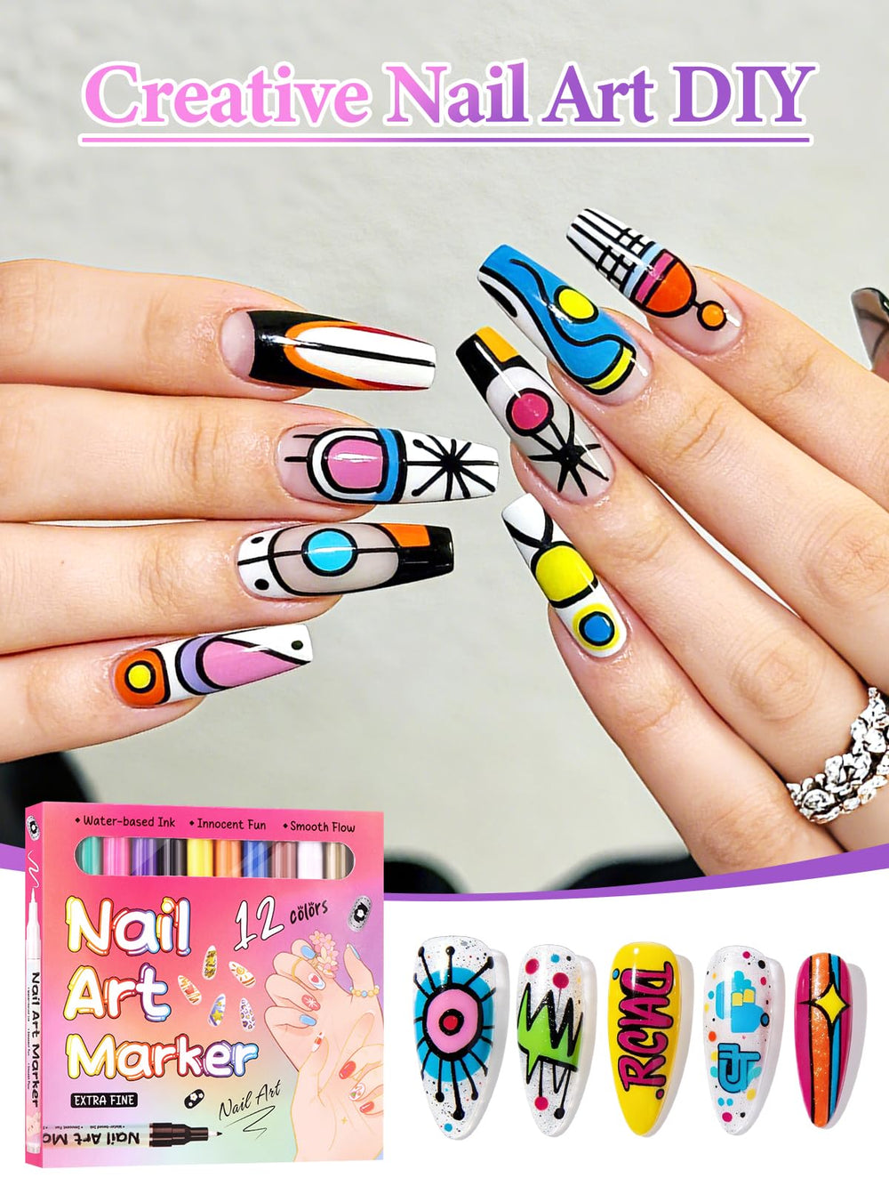 EBANKU fast-dry nail art pens for quick manicures and clean lines