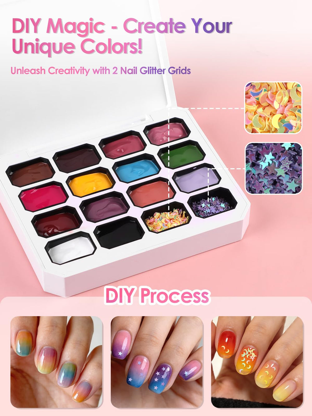 EBANKU ombre gradient nails sample showcases smooth color transition.