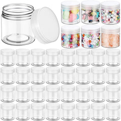EBOOT 2oz clear plastic jar with lid, ideal for travel and labeling.